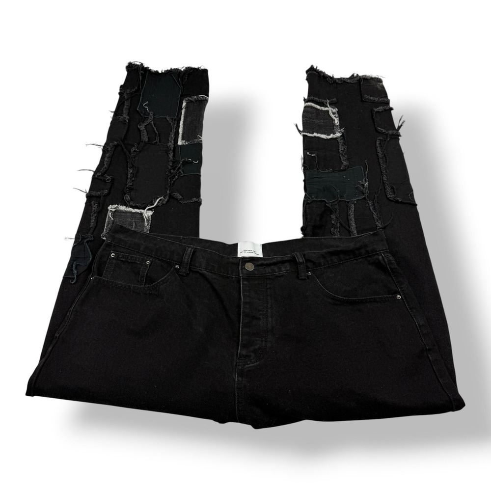 MNML LA x Kody Phillips Men 40 Black Patchwork Distressed Streetwear Jeans 40x30